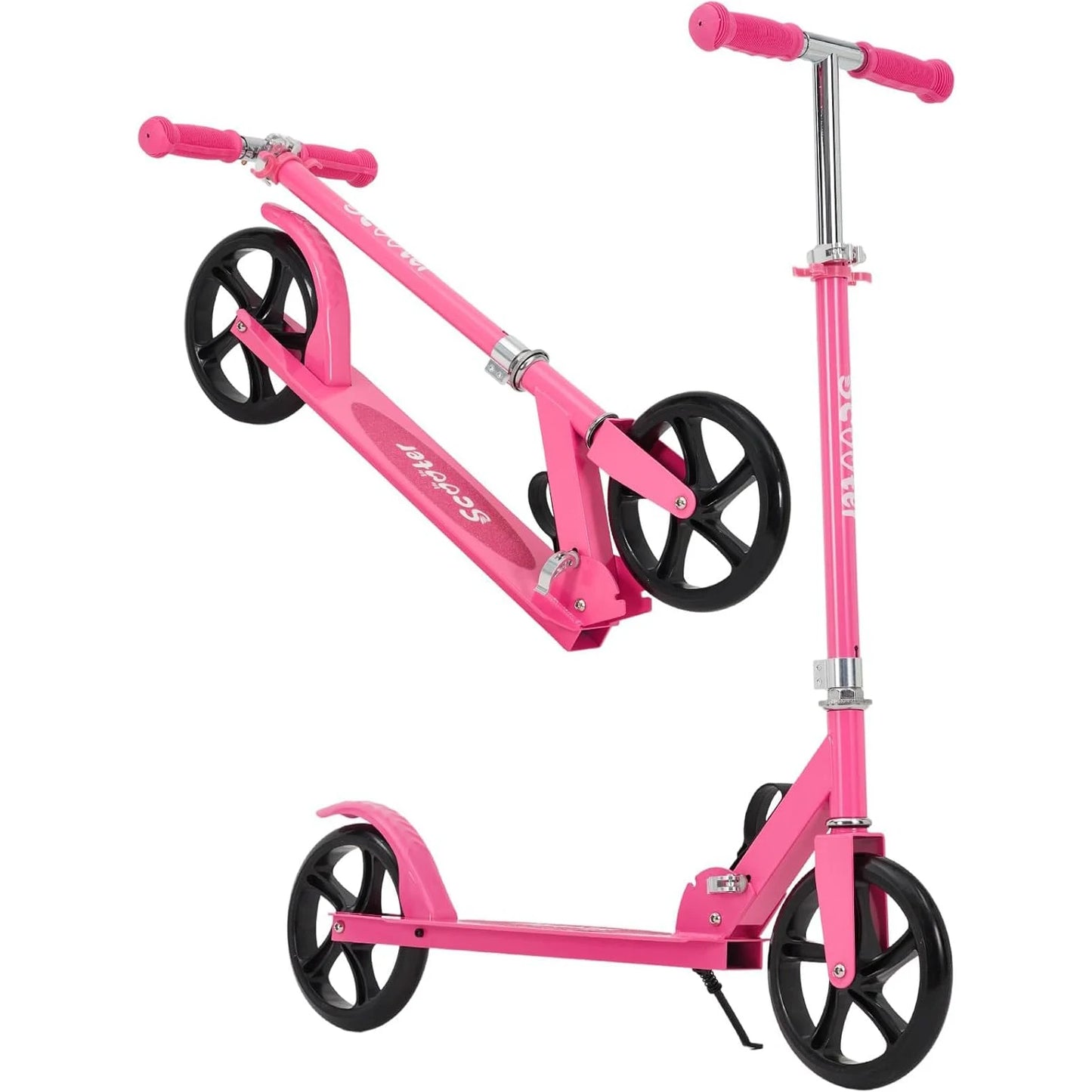 Urban Ride Foldable Kick Scooter with Large 2 Wheels, Adjustable Handlebar, Non-Slip Deck and Sturdy Aluminum Frame