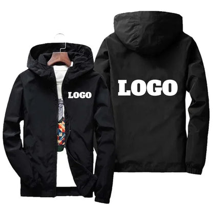 Men’s Waterproof Windbreaker Jacket, Autumn Outdoor Sports Jacket, Casual Lightweight Coat, Black, Plus Size Up to 7XL