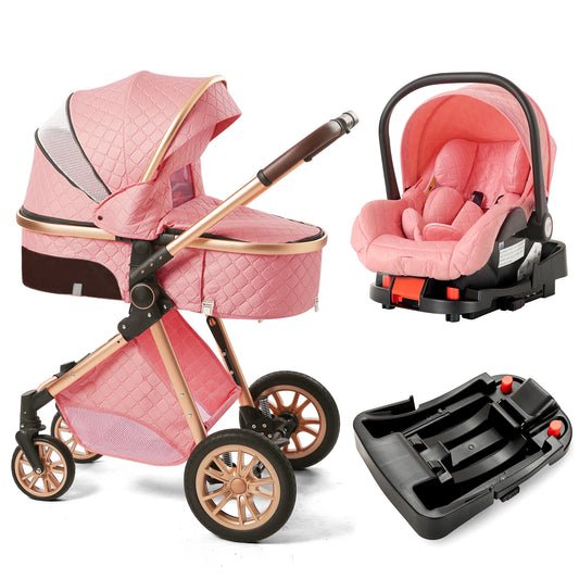 Premium 3-in-1 Baby Travel System: Reversible Seat Pram Stroller, Folding Design for 0-3 Years