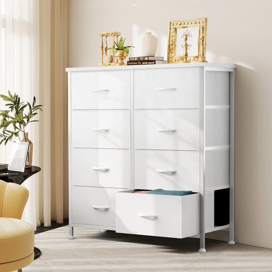 JHK Dresser Children's Wardrobe For Bedroom With 8 Fabric Drawers Storage Cabinet Steel Frame Assembly Closet For Home Furniture