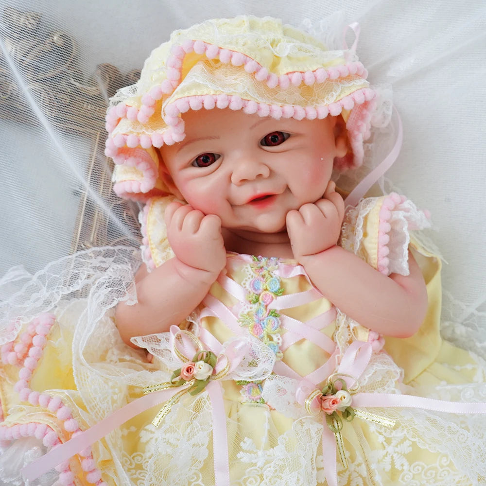 Weighted Baby Girl 18.9" Lifelike Full Body Silicone Reborn Dolls Soft Handmade Newborn Dolls for Collector Gift