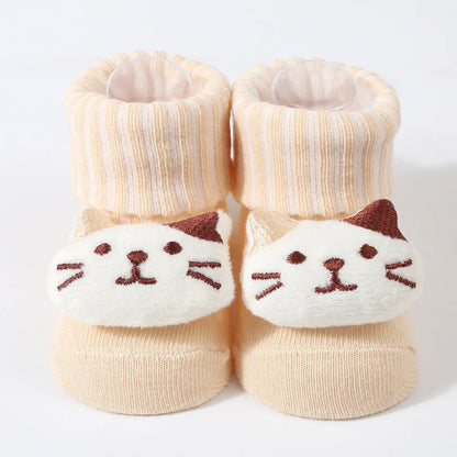 1 Pair Cute Cartoon Animal Kids Infant Newborn Baby Socks 0-6 Months Four Seasons Elastic Knit Cotton Kids Short Tube Socks