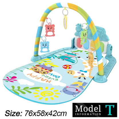 Baby Fitness Play Gym with Music, Piano Activity Mat and Crawling Blanket for 0–36 Months