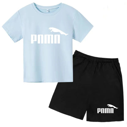 Kids  Fashion Two-Piece  Summer Sports brand Short-Sleeve Boy Girl 3-13Yrs  T-shirt +Shorts clothes