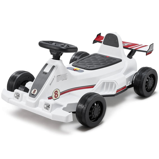 SucceBuy 6V 4.5Ah Kids Electric Ride-On Go Kart with 20000 RPM Motor, LED Lights and Horn