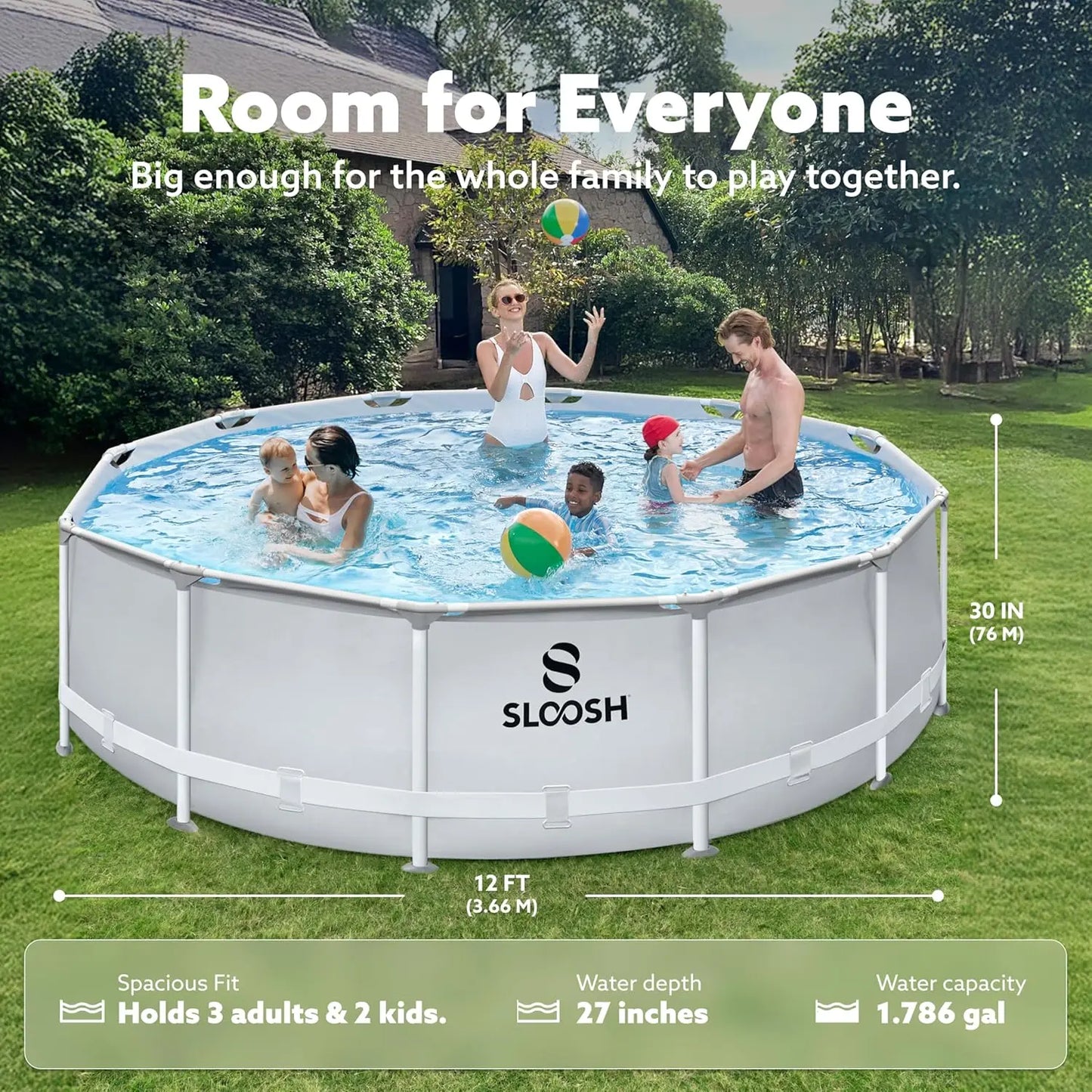 JOYFY Round Above Ground Pool 12ft/10ft/15ft Outdoor Round Frame Above Ground Swimming Pool Set for Kids Adults with Filter Pump