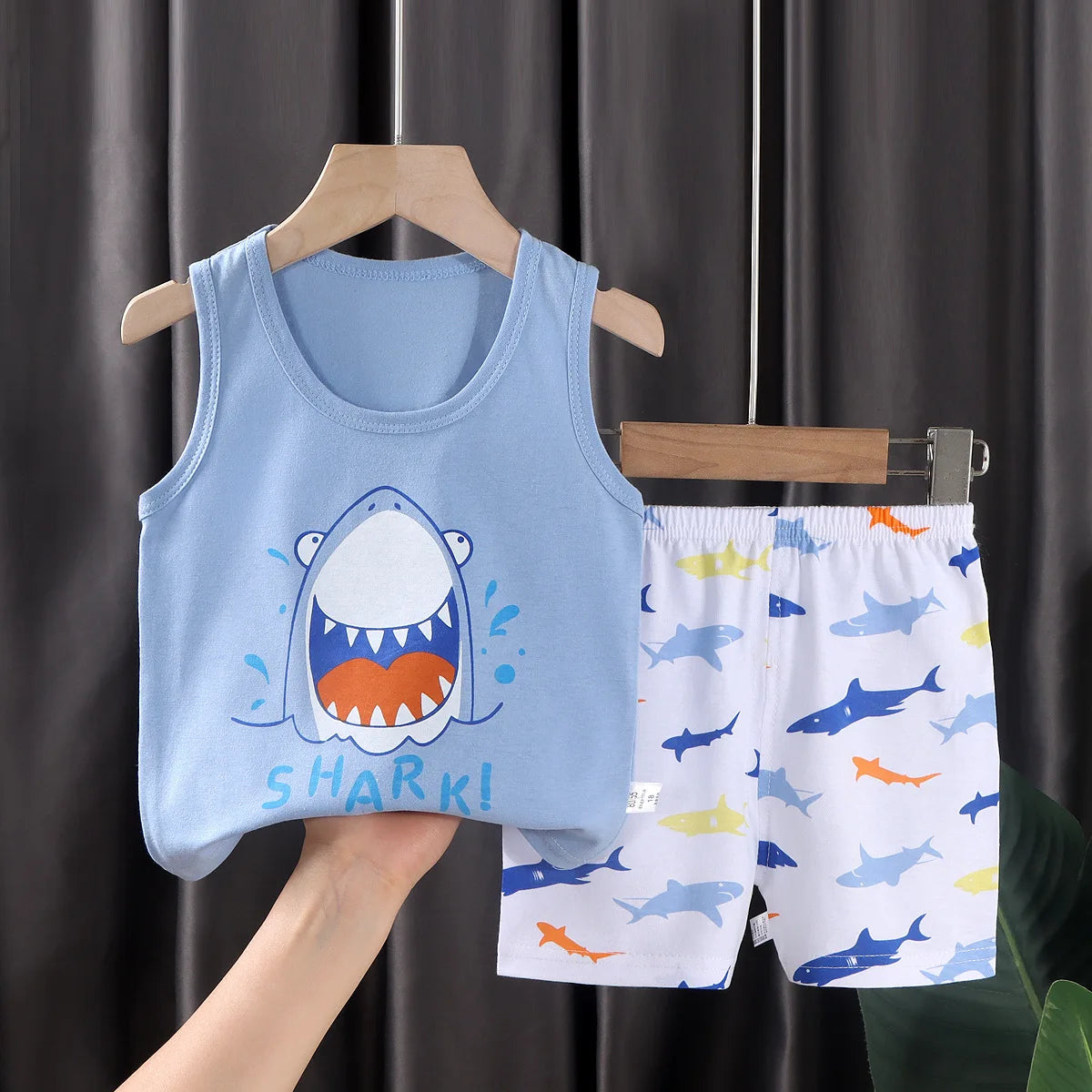 2-Piece Kids Summer Clothing Set with Sleeveless Cotton T-Shirt and Shorts