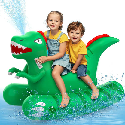 Altrek Store Inflatable Dinosaur Swimming Pool Float for Kids with Sprinkler for Yards, 2-in-1 Summer Water Toys 72" Large Pool Raft Outdoor Party Toys for Adults Kids