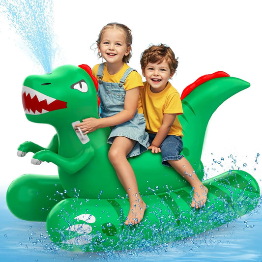 Altrek Store Inflatable Dinosaur Swimming Pool Float for Kids with Sprinkler for Yards, 2-in-1 Summer Water Toys 72" Large Pool Raft Outdoor Party Toys for Adults Kids