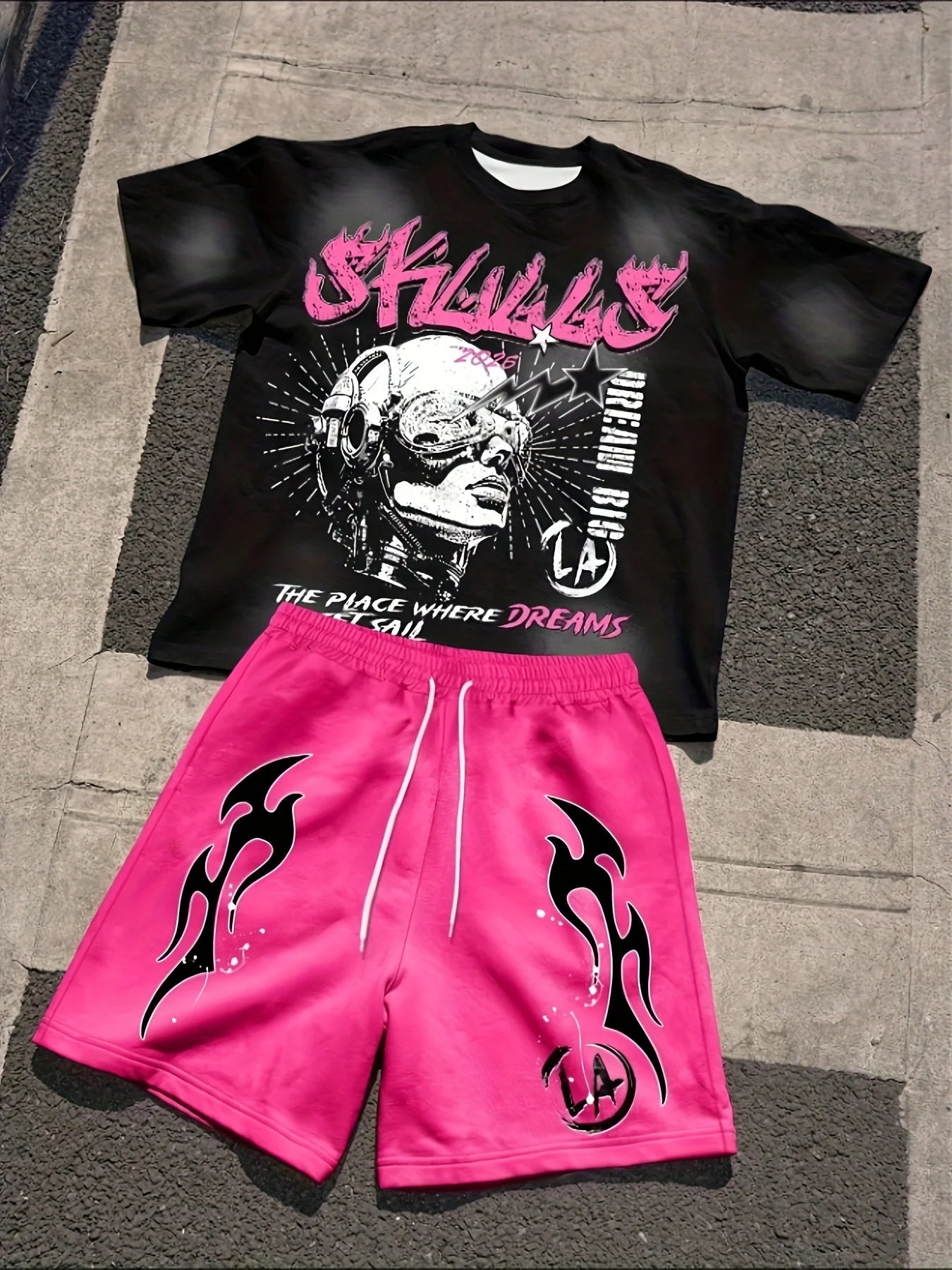 2025 Summer New Street casual Fashion Hip-hop Youthful Vitality 3D printed Breathable lightweight Youth Set