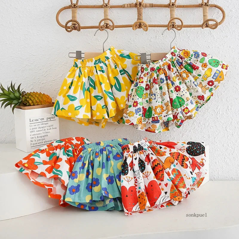 Kids Girls Skirt Shorts Summer Cotton Breathable Kids Skirt Pants Casual Baby Bloomers Children Short Pants Baby Stuff