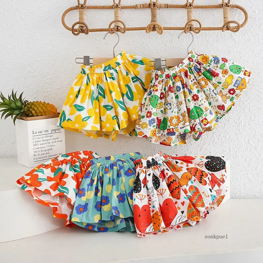 Kids Girls Skirt Shorts Summer Cotton Breathable Kids Skirt Pants Casual Baby Bloomers Children Short Pants Baby Stuff