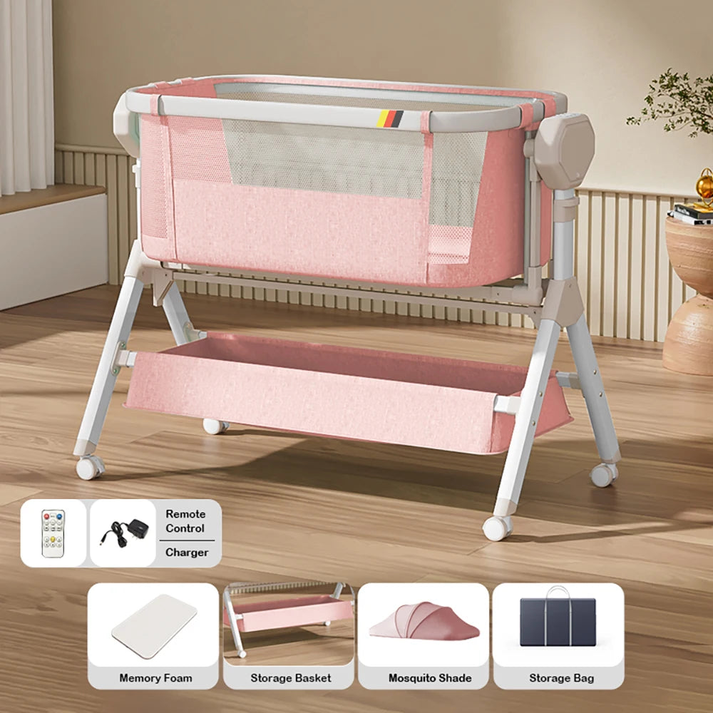 Bassinet for Baby Electric Rocking Cribs,Newborn Co-Sleeper,Infant Bedside Sleeper,Unisex Baby Bed, Portable Travel Crib,Cradle