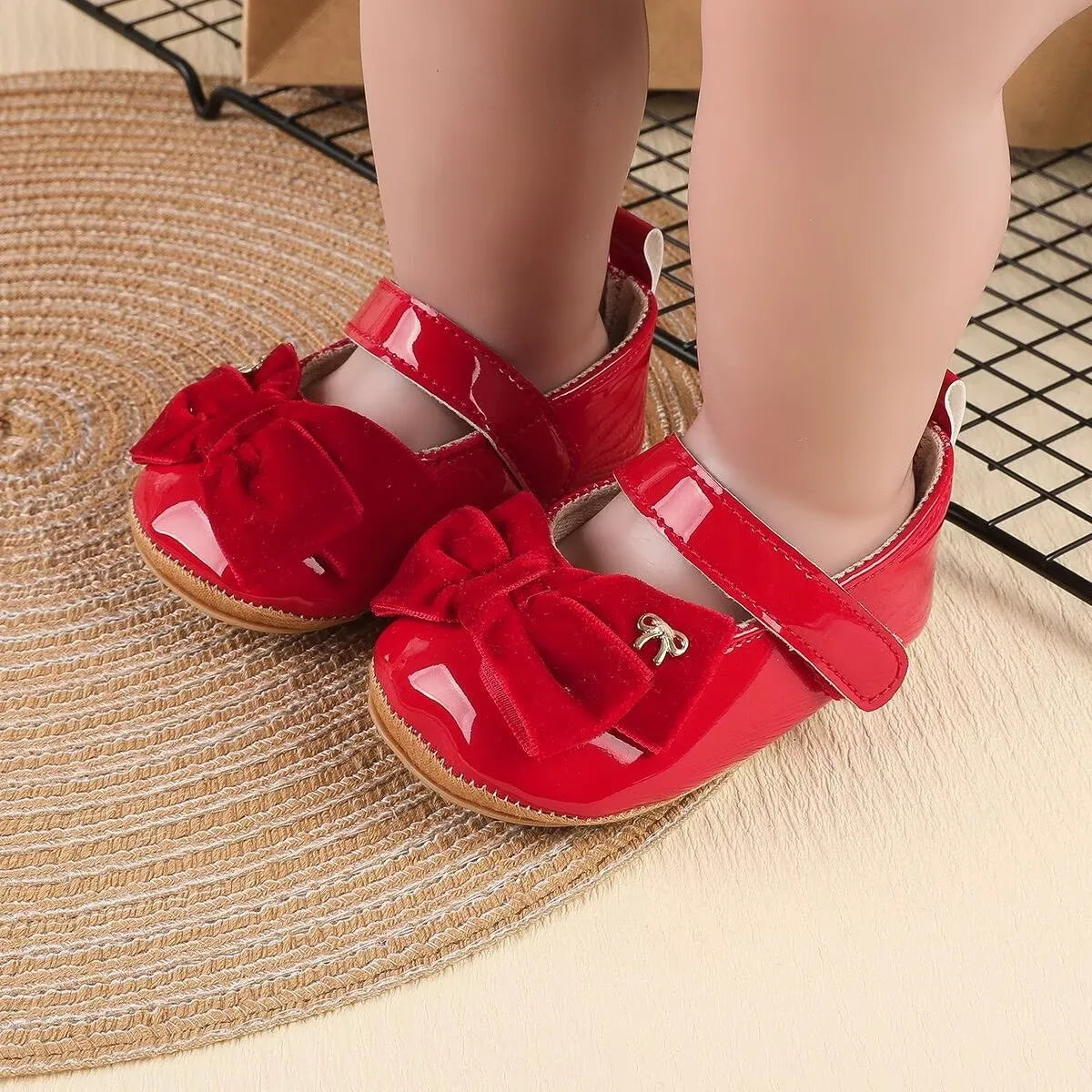 Casual Cute Rhinestone Bowknot Decor Mary Jane Shoes For Baby Girls