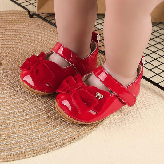 Casual Cute Rhinestone Bowknot Decor Mary Jane Shoes For Baby Girls