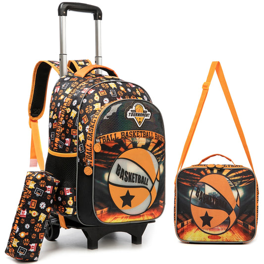 Kids Rolling Backpack for Boys Backpack with Wheels for School Backpacks for Boys Kids Bookbag for Primary Middle School with Lunch Box Set