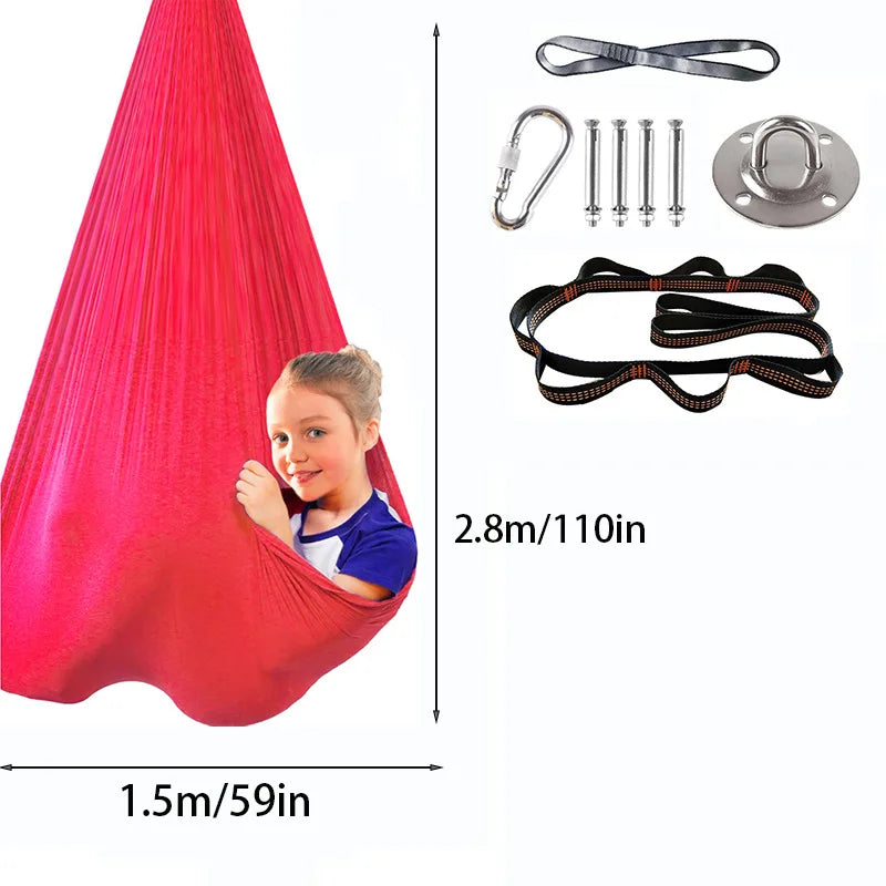 Children's Hammock Children's Sensory Therapy Swing Indoor and Outdoor Swing Hanging Chair Aerial Yoga Hammock Courtyard Swing