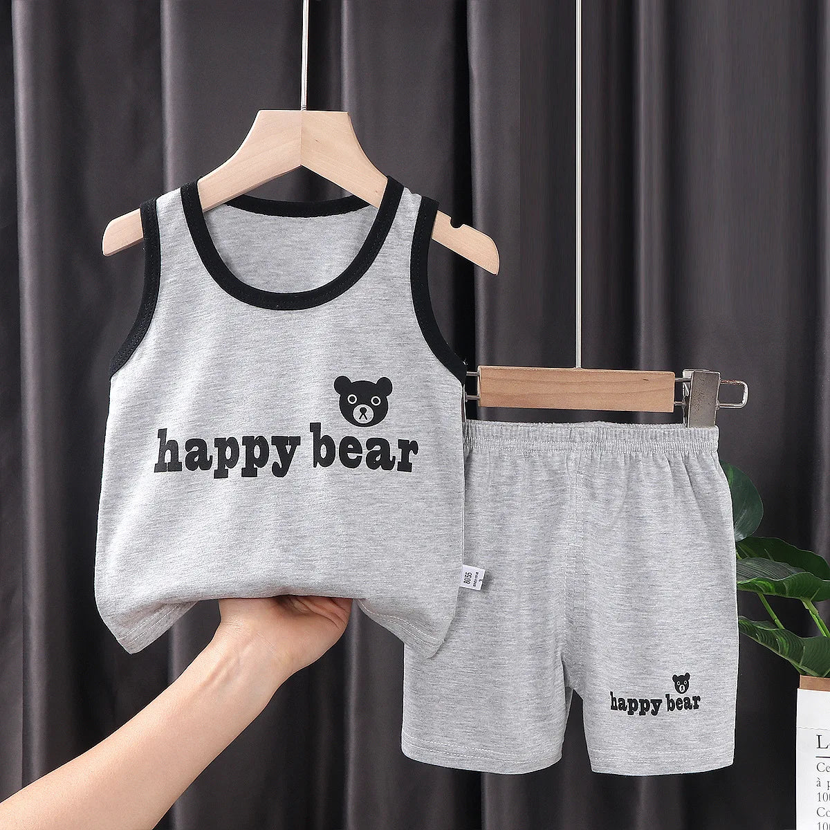 2-Piece Kids Summer Clothing Set with Sleeveless Cotton T-Shirt and Shorts