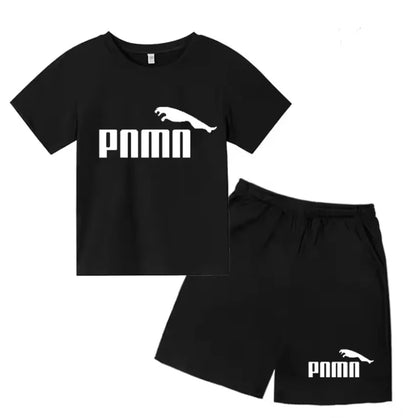 Kids  Fashion Two-Piece  Summer Sports brand Short-Sleeve Boy Girl 3-13Yrs  T-shirt +Shorts clothes