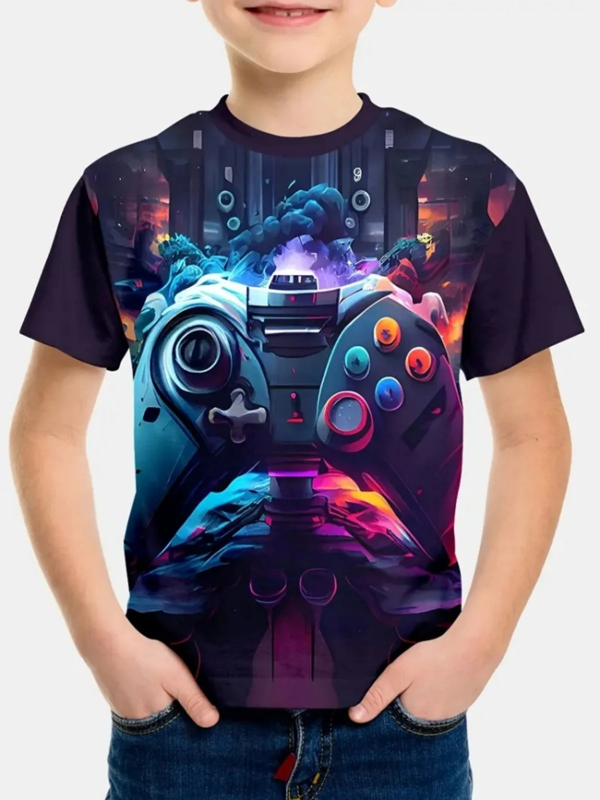 Casual Game Pattern Children's T-Shirt Boy Tops Baby Summer Short Sleeve Clothes Kids 3-12 Years Tees Novelty Children T-Shirt