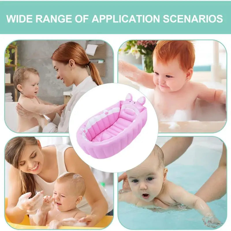 Toddler Inflatable Bathtub with Air Pump, Non-Slip Foldable Travel Bath Tub for Kids