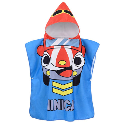 Kids Hooded Microfiber Bath Beach Poncho Towel, Quick-Dry Swim Cover-Up Bathrobe (80–120cm)