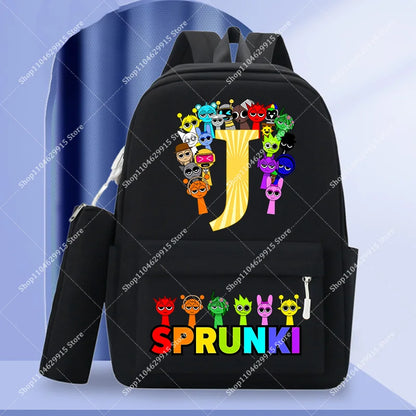 2-Piece Sprunki Backpack Set with Pencil Case – Large Capacity School Bag