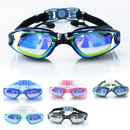 Adult Anti-Fog Swim Goggles with UV Protection & Earplugs