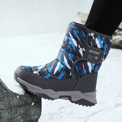 New Arrival Winter Children Shoes Plush Waterproof Fabric Non-Slip Girl Rubber Sole Snow Boots Fashion Warm Outdoor Boots