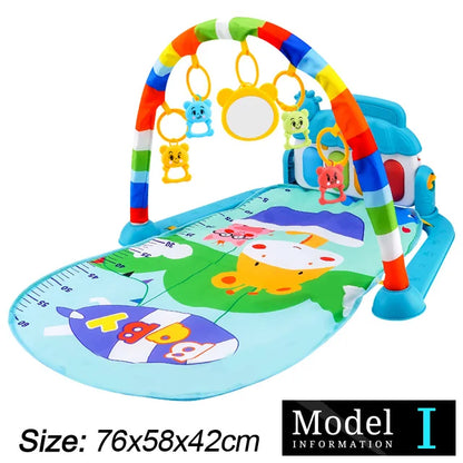 Baby Fitness Play Gym with Music, Piano Activity Mat and Crawling Blanket for 0–36 Months