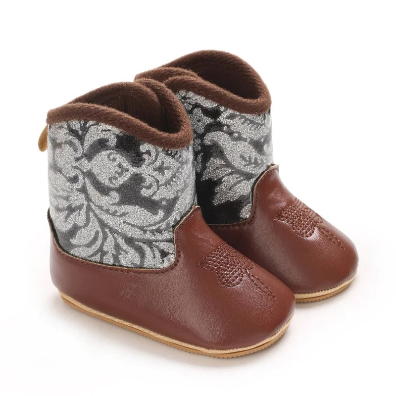 Infant Pre-Walker Shoes Baby Shoes 0-18M Western Denim Winter Boots Warm Casual Shoes for Boys Girls