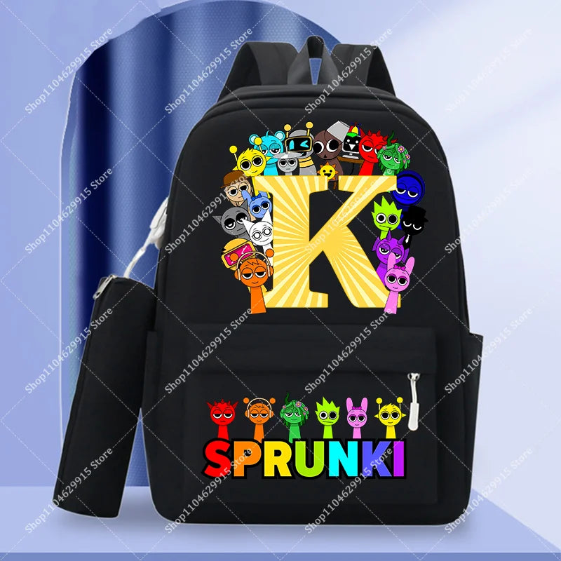 2-Piece Sprunki Backpack Set with Pencil Case – Large Capacity School Bag