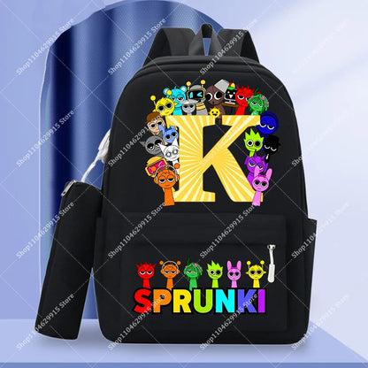 2-Piece Sprunki Backpack Set with Pencil Case – Large Capacity School Bag