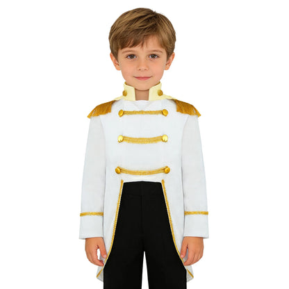 Baby Boys Prince Costume Long Sleeve Tailcoat Jacket Royal Court Marching Band Uniforms Halloween America Drum Costumes
