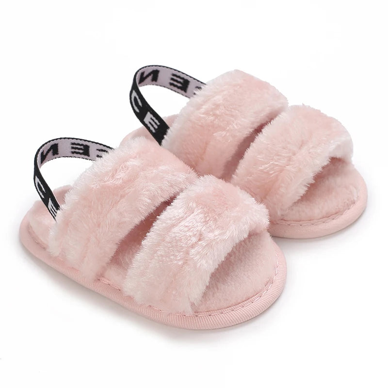 Fashion Letter print style Cute Soft Sole baby sandals Plush Slippers Suitable For newborn baby girl boy