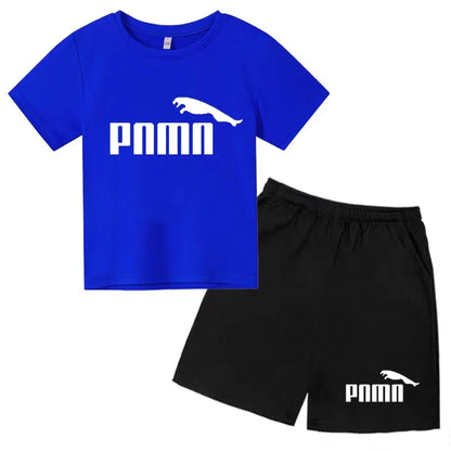 Kids  Fashion Two-Piece  Summer Sports brand Short-Sleeve Boy Girl 3-13Yrs  T-shirt +Shorts clothes