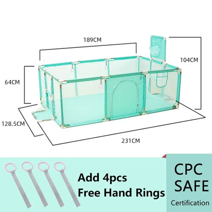 IMBABY Large Indoor Baby Playpen with Safety Barrier Fence and Waterproof Play Area