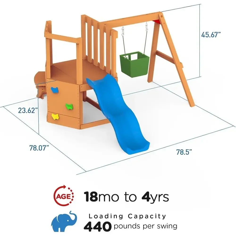 5-in-1 Toddler Swing Set: Outdoor Play Center with Swing, Slide, Climbing Wall, Table, and Blackboard for Ages 18 Months to 4 Ye