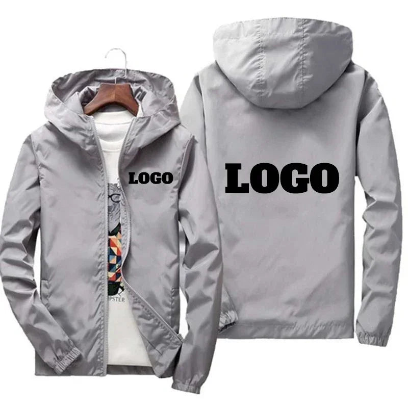 Men’s Waterproof Windbreaker Jacket, Autumn Outdoor Sports Jacket, Casual Lightweight Coat, Black, Plus Size Up to 7XL