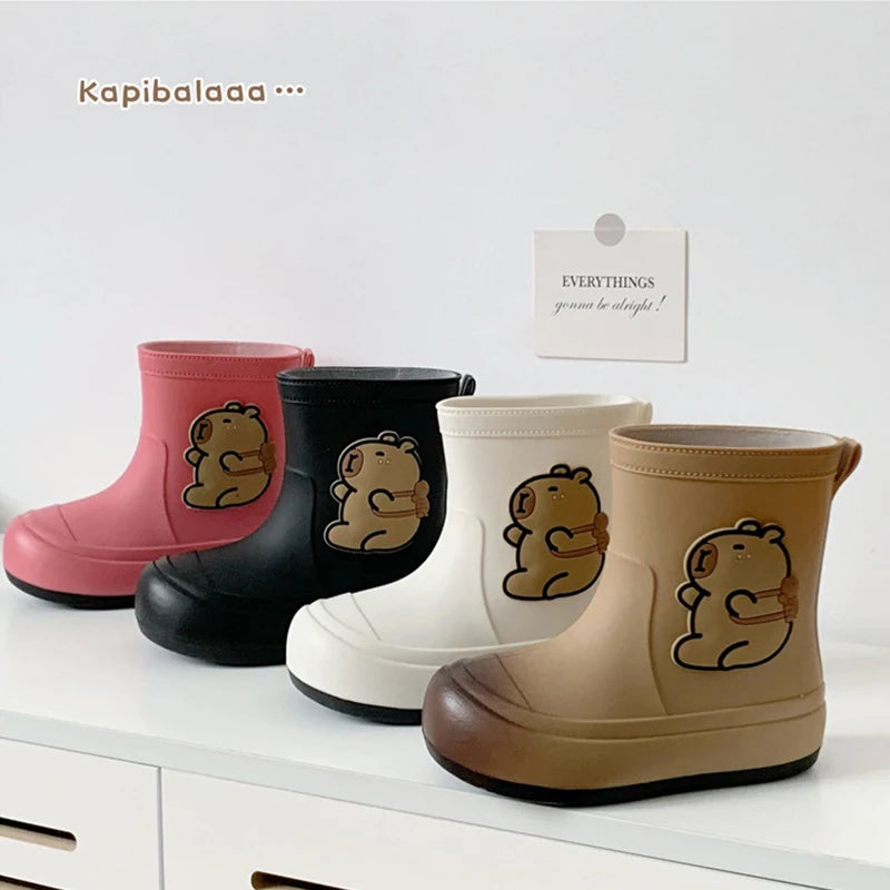 Kids Rain Boots Cartoon Waterproof Rubber Shoes Anti-slip Outdoor Rain Footwear for Boys Girls Ages 3-12