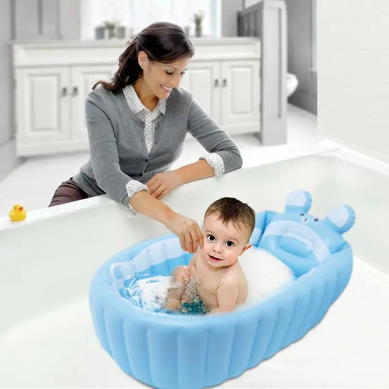 Toddler Inflatable Bathtub with Air Pump, Non-Slip Foldable Travel Bath Tub for Kids