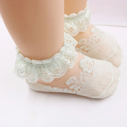 Baby Girl Lace Bow Ruffle Socks Soft Cotton Princess Socks