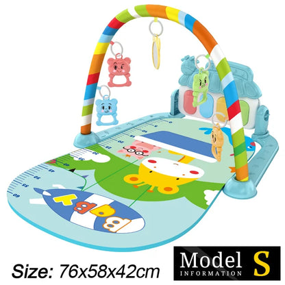 Baby Fitness Play Gym with Music, Piano Activity Mat and Crawling Blanket for 0–36 Months