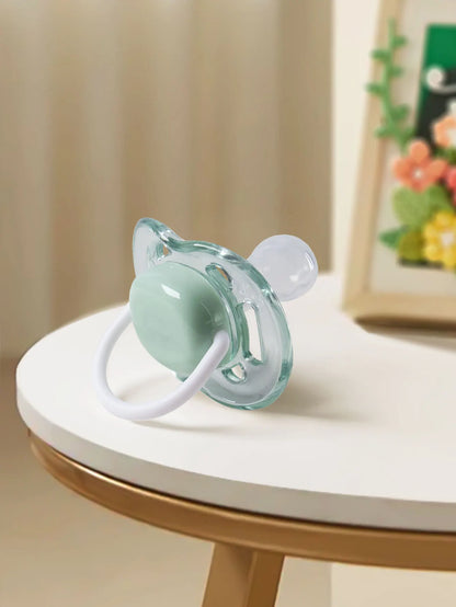 1-Piece Baby Pacifier with Dust Cover Lid, Soft Silicone Nipple Soother and Handle