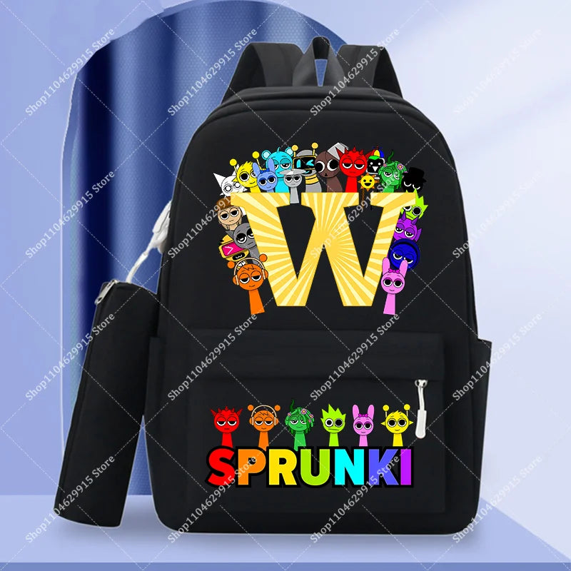 2-Piece Sprunki Backpack Set with Pencil Case – Large Capacity School Bag