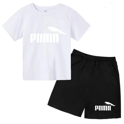 Kids  Fashion Two-Piece  Summer Sports brand Short-Sleeve Boy Girl 3-13Yrs  T-shirt +Shorts clothes
