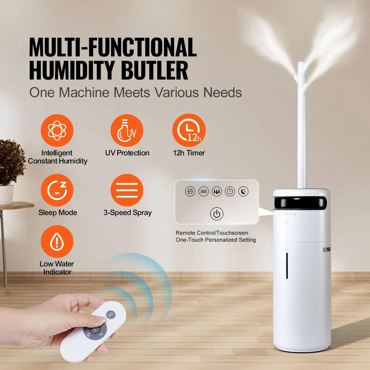 Humidifier for Home Large Room, Commercial Humidifier for Whole House 1291.7 Sq Ft, 16L Water Tank & Night Light & 12H Timer &