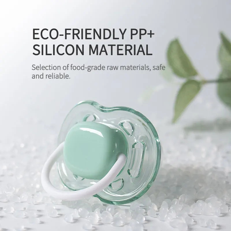 1-Piece Baby Pacifier with Dust Cover Lid, Soft Silicone Nipple Soother and Handle