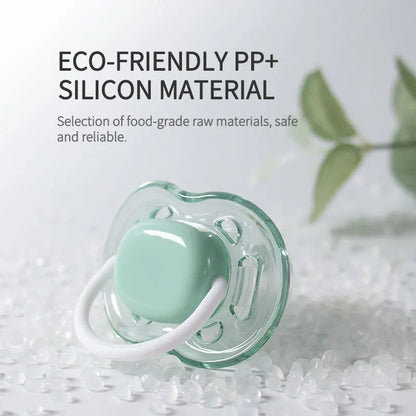 1-Piece Baby Pacifier with Dust Cover Lid, Soft Silicone Nipple Soother and Handle