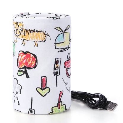 USB Portable Baby Bottle Warmer for Milk and Water, Travel Feeding Heater with Insulated Bag